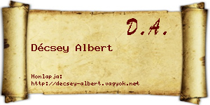 Décsey Albert névjegykártya