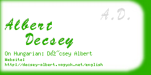 albert decsey business card